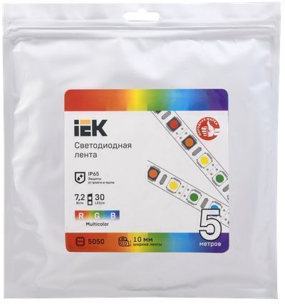 Лента LED 5м LSR-5050RGB30-7,2-IP65-12В IEK